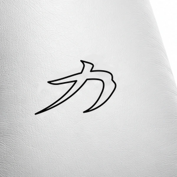Close-up of exact black outlined SAEE icon on white glove leather