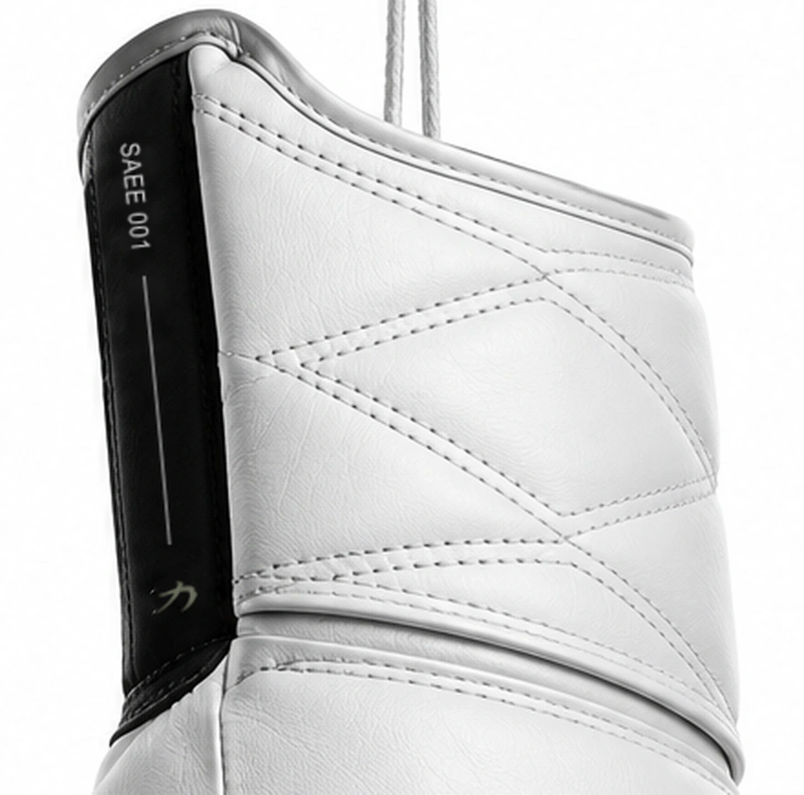 Wearer-left glove side slit with SAEE 001, white line and olive vector icon