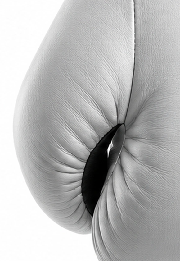 Close-up of attached thumb, cuff transition and tonal white seams